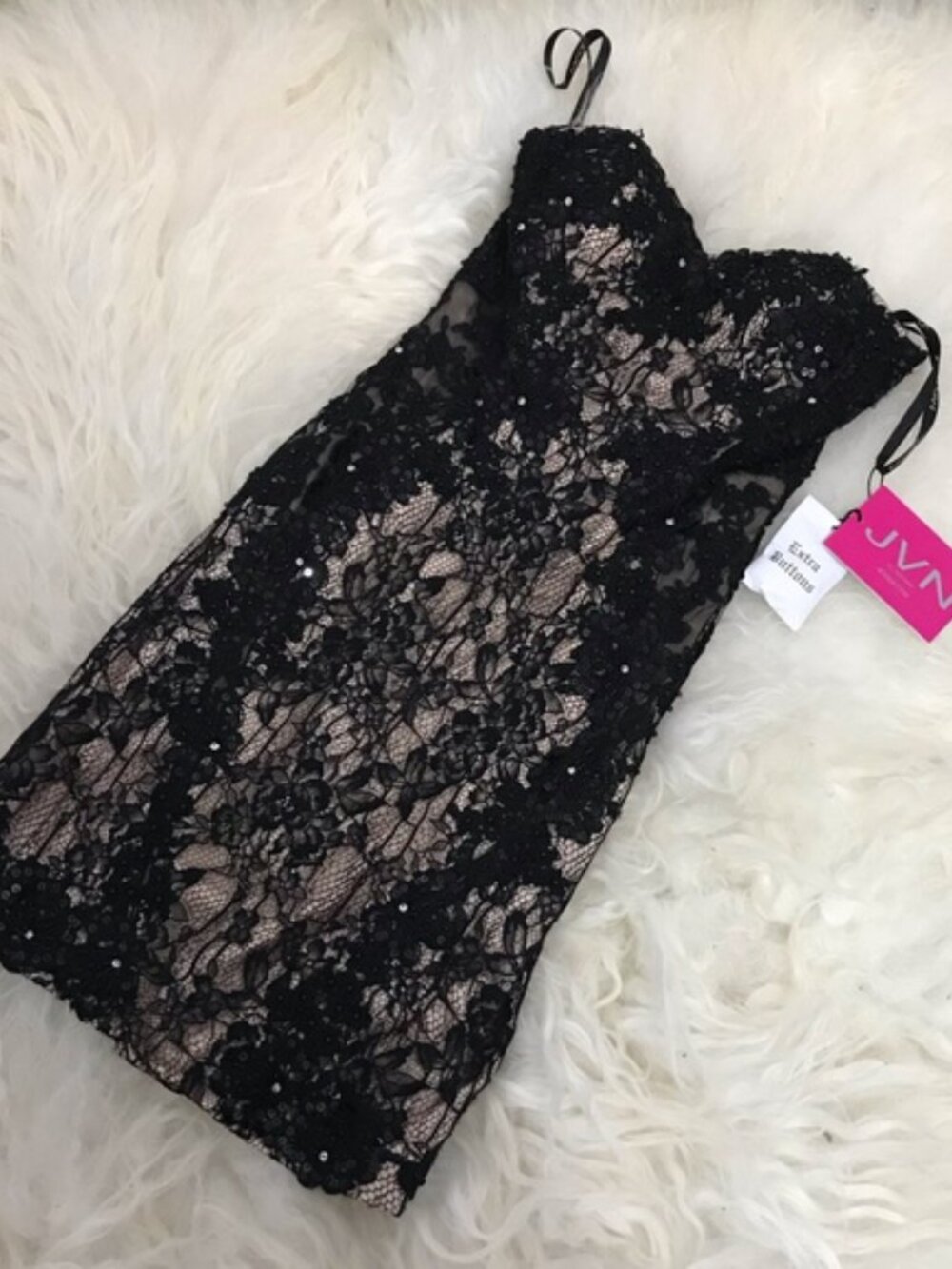JVN BY JOVANI LACE STRAPLESS SEMI-FORMAL DRESS - Picture 4 of 8